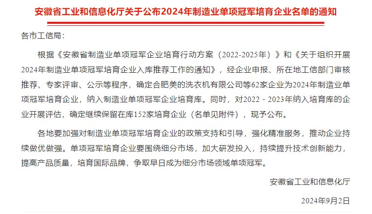 祝賀公司繼續(xù)獲2022－2023年單項(xiàng)冠軍培育企業(yè)（評(píng)估合格繼續(xù)留庫）！